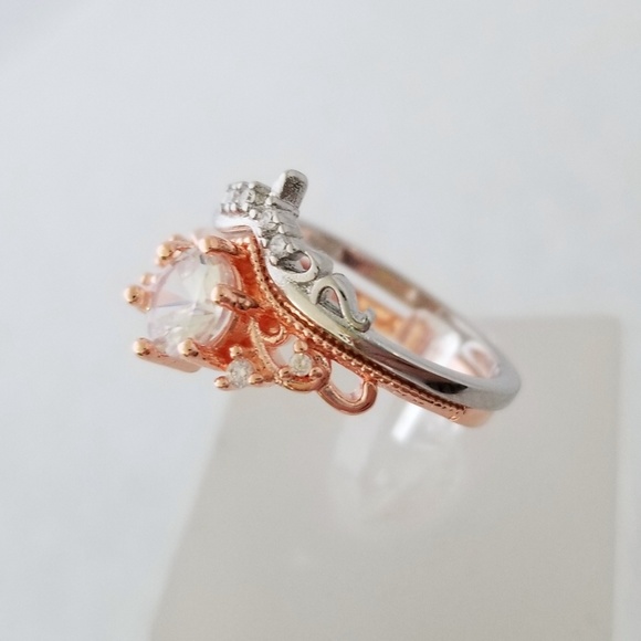 (2pcs) 18k Over Sterling Crown Design Ring Set - Picture 4 of 8